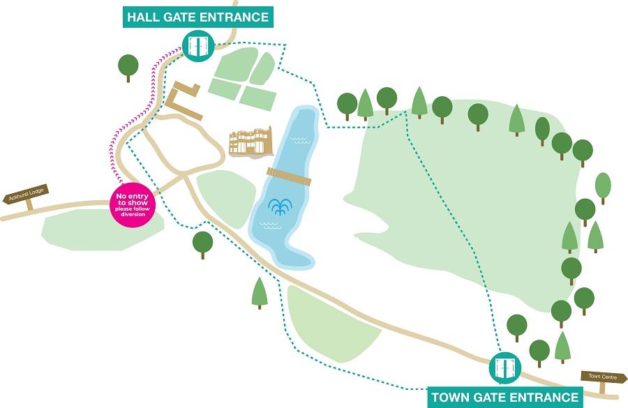 Map of entrances to Chorley Flower Show