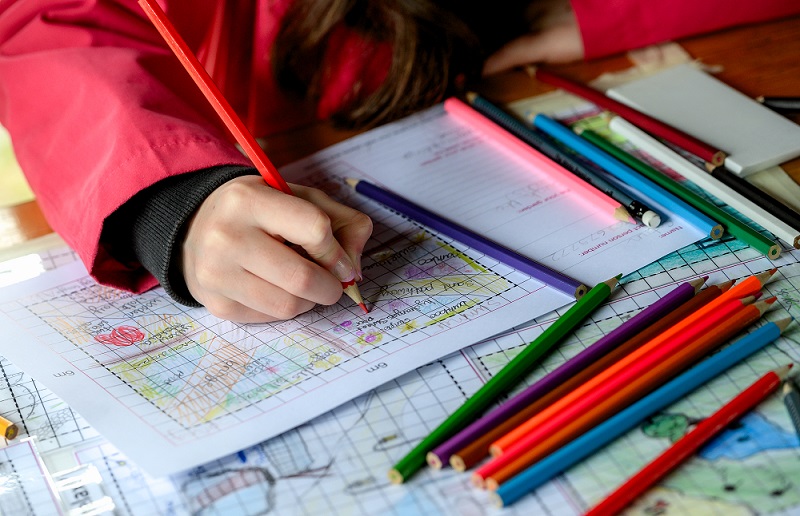 Child designing a garden